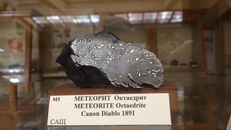 박물관에 전시된 캐니언디아블로 운석 조각